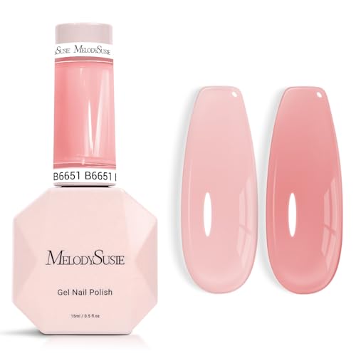 Image of MelodySusie Jeweliver Jelly Gel Nail Polish, 0.5Fl.oz Carnation Nude Pink Gel Polish Soak Off UV LED Light Cure Gift for Women Manicure Nail Art DIY at Home B6651