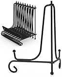 Iron Display Stand 10 Packs, 4 Inches Plate Stand Picture Stand Photo Stand for Display, Black Folda