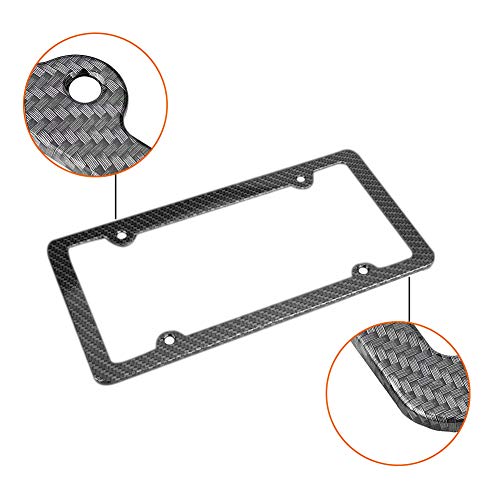 2 Pcs Carbon Fiber License Plate Frames, Slim Car Licence Plate Holder Covers With Bolts,Washers And Chrome Screw Caps For Us Standard (4 Holes) #TOP1
