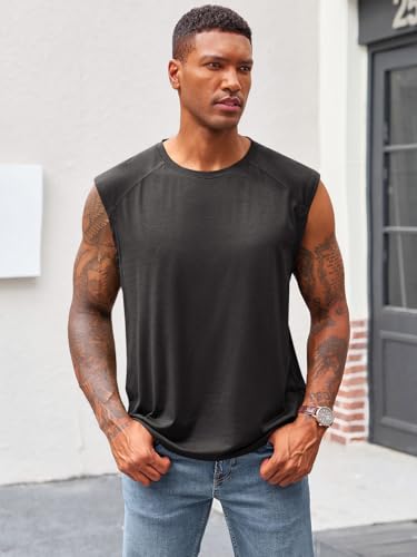 Runcati Mens Sleeveless Tank Tops Workout Cut Off Shirt Athletic Muscle Gym T Shirts2