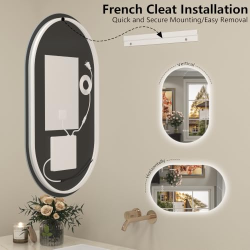Image of 40x24 Inch Oval Backlit LED Bathroom Mirror with Lights