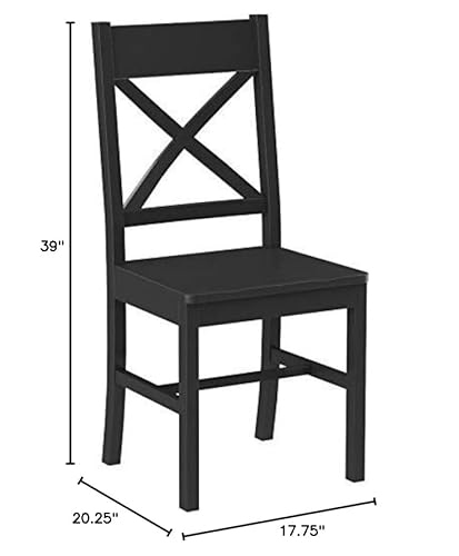 Walker Edison Modern Farmhouse Wood X-Back Armless Dining Chairs Kitchen, Set Of 2, Black #TOP7