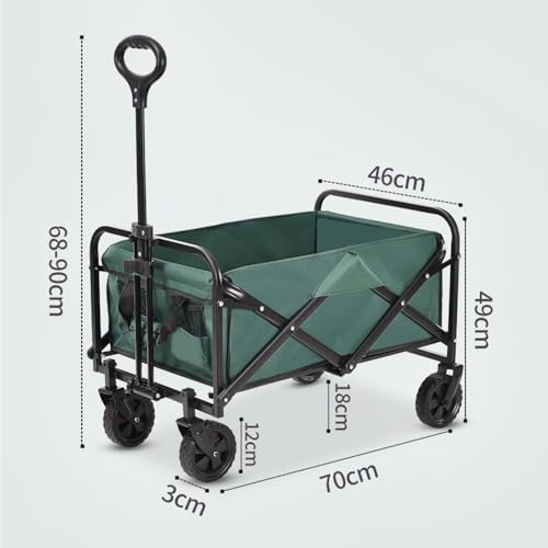 MHYSADGA Zusammenklappbarer Trolley-Wagen, Campinganhänger, zusammenklappbarer Outdoor-Picknickwagen, Reisewagen für Camping am Strand (Beige) (Beige wie abgebildet) (Grün wie abgebildet) – Bild 3