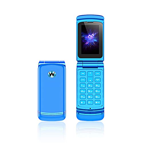 F1 Smallest Flip Cellphone F1 GSM Unlocked 2G Mini Phone 32MB+32MB MTK6261 300mAh Bluetooth Mini Backup Pocket Portable Mobile Phone Gift for Kid (Blue)