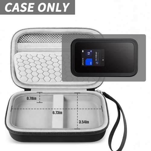 Image of Boobowl Hard Travel Router Case for NETGEAR Nighthawk 5G Mobile Hotspot M7, Portable WiFi 7 Router Holder Organizer with Detachable Strap, Shock Pad & Mesh Pocket for Travel (Black, 5G)