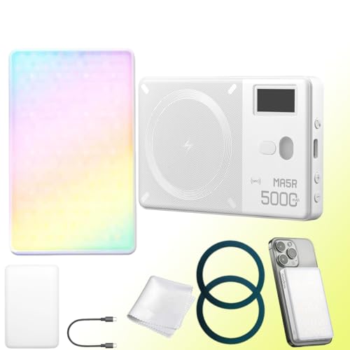 Godox MA5R Full-Color LED Light, Magnetic Charging Selfie Light CRI95 TLCI97, CCT 1800K-10000K,14 Fx Modes,HSI Adjustment,NFC/Bluetooth Connectivity,GM Adjust, 0%-100% Adjust, forYouTube/TikTok etc.