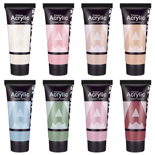 AUREUO Morandi Acrylic Paint Set - 8 Muted Colors x 0.71 Fl Oz/21ml Tubes, Vintage Neutral Earthy Tones for Canvas Painting, DIY Crafts, Home Decor, Wall Art Non-Toxic Matte Finish