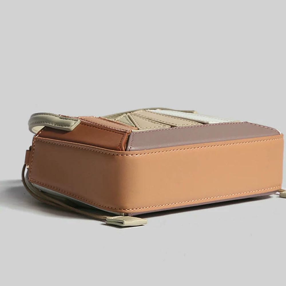 Bolso Bandolera para Mujer, de PU, con asa Superior en Contraste y Empalme
