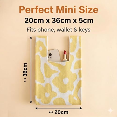 Image of Knot Bag, Mini Knit Tote Bag, Extra Thickened Japanese Knot Bag, Wristlet Handbag - 1 /2 /6 Pack