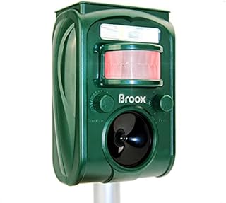 Broox Solar Animal Repeller, Ultrasonic Repellent, Motion Detection, LED Flashing Light, Dog, Cat Repellent, Squirrel, Raccoon, Skunk, Rabbit, Rodent, Fox, Deer, etc.