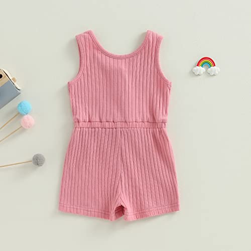 Toddler Baby Girls Romper Clothes Summer Solid Color Sleeveless Jumpsuits Casual One-Piece Playsuit Shortalls Outfits4