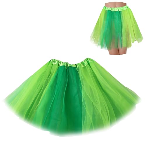 Tutús para mujer, faldas de tul tutú para mujer, disfraces para mujer, faldas de tutú de 3 capas para niñas, adolescentes, Halloween, correr, Dos tonos de verde, Talla única
