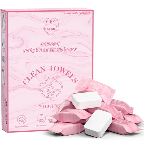 FCaeon Toalla Desechable Comprimida Espesa Grande, Toallita Facial Suave Reutilizable Pañuelo de Algodón Portátil para Viaje, Camping, Senderismo, Hotel, Salón de Belleza, Aire Libre(Rosa 20 Unidad)