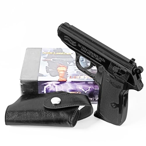 Image of Metallic Gun /Pistol Shape Barrel Pull Back System & Holster Pocket Lighter Pocket Lighter | 508 Gun Lighter with Cover Pocket Lighter (Black)