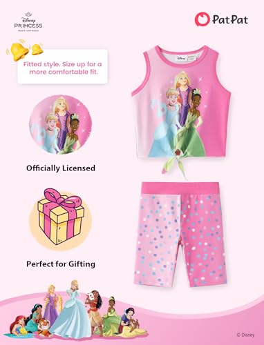 Image of Disney Stitch丨 Frozen丨 Minnie Mouse丨Princess丨Winnie Tank Top+Dolphin Shorts Girls Outfits Workout Athletic Set Summer