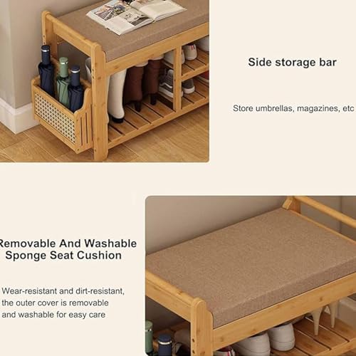Banc de rangement pour chaussures avec coussin de siège pour petits espaces - 6