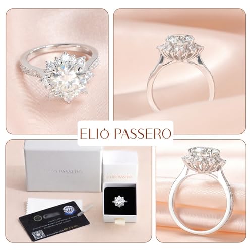 Flower Moissanite Engagement Rings for Women.Women's 925 Sterling Silver Big Flower Shaped Engagement Moissanite Ring,D Color VVS1 Wedding Bands Moissanite Halo Rings 0.5/1.5/2/3CT4