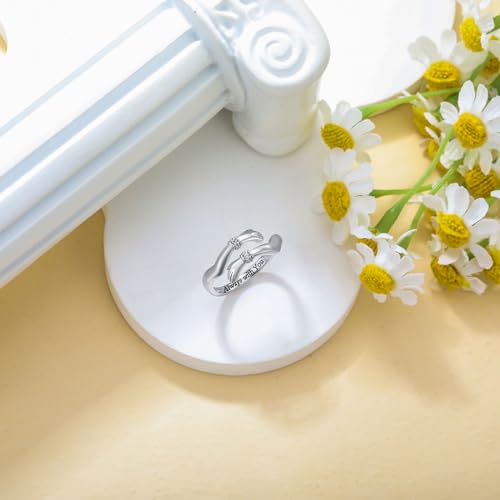 Diamond Hug Rings for Women 925 Sterling Silver/Solid Gold Adjustable Hugging Hands Open Rings Mothers Day Gifts Friendship Rings2