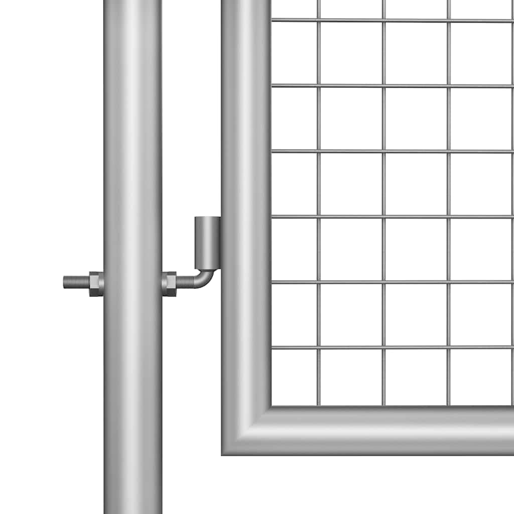 vidaXL Puerta de Jardín Acero Galvanizado Plateado 105x200cm Cercado Entrada Práctica Bricolaje Bisagras Resistentes Diseño Clásico Estable Duradera