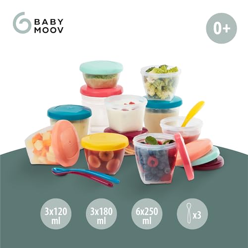 Image of Babymoov Air Tight Leak Proof Storage Food Containers Set (12 Pack), 12pcs + 3 Spoons