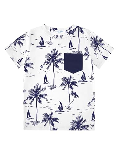 Image of GERU Boy Shorts Sets Hawaiian Outfit Kid Leaves Floral Short Sleeve Shirt Top+shorts Suits