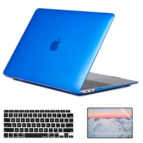 Coque MacBook Pro 16 A2141 bleu foncé avec housse et protection écran