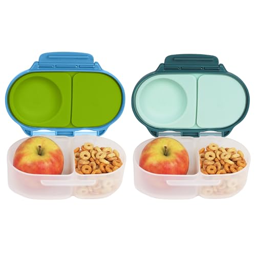 b.box Snack Box (2-pack) Reusable Snack Containers with Lids – Bento Box for Kids & Toddlers, Leakproof Lunch Box, BPA-Free and Dishwasher Safe Snack Container(O'Breeze + Emerald, 1 3/4 Cup)