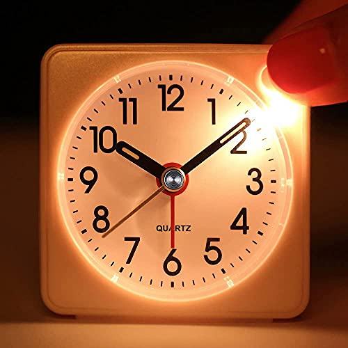 Image of Travel Analog Alarm Clock, 2.25 inch, Ultra Small Clock with Snooze and Light Function, Super Silent Non Ticking, Battery Operated, Easy Setting