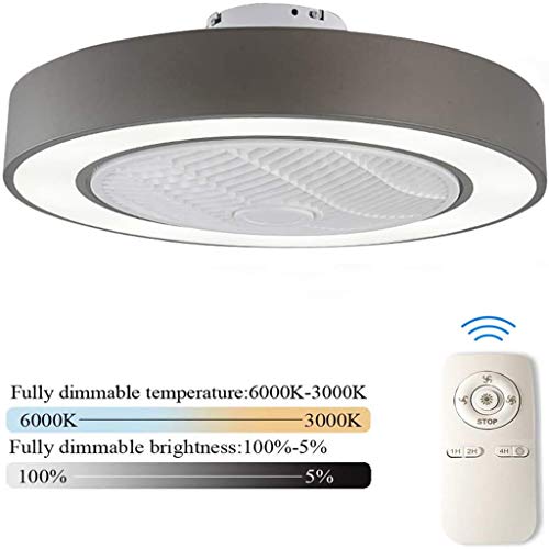 Preisvergleich Produktbild LLDS Deckenventilator Mit Beleuchtung LED-Licht Einstellbare Windgeschwindigkeit Dimmbar Mit Fernbedienung Moderne LED-Deckenleuchte Für Schlafzimmer Wohnzimmer Esszimmer Lampe,Grau