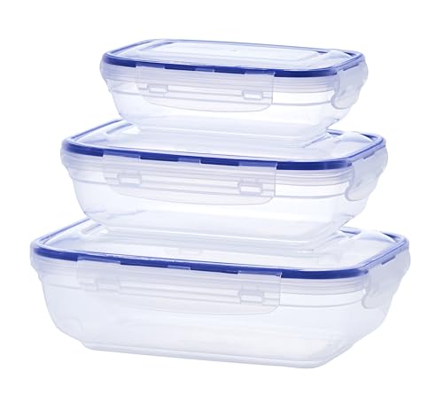 Image of Superio Plastic Food Storage Container Set, BPA Free, Sealed Containers with Airtight Lids for Pnatry, Cupboard, and Fridge- Microwave and Dishwasher Safe (10) (3. Pack)