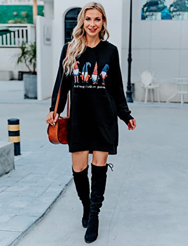 Image of Quenteen Women Hoodies Dress Hooded Sweatshirts Dress Casual Long Sleeve Tunic Dress Oversized Sweatshirts with Pocket