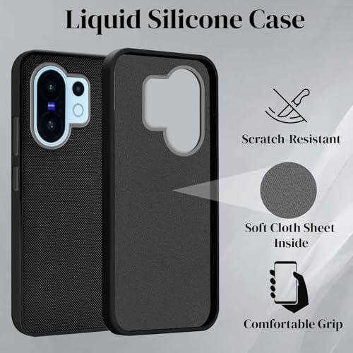 Image of Jkobi Back Cover Case for Vivo X200 FE (Textured Grip Design | Micro-Fiber Cloth Inside | Slim and Light Weight | Soft Touch and Feel | Black)
