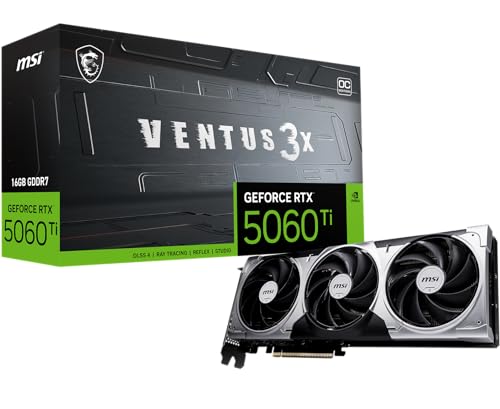 MSI Gaming RTX 5060 Ti 16G Ventus 3X OC Graphics Card (16GB GDDR7, 128-bit, Extreme Performance:...