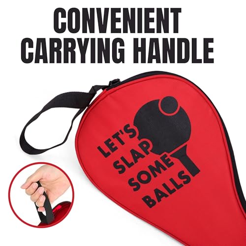 Image of Table Tennis Bat Cover with Full Padding | TT Racket Kit Bag | Bats Case for Maximum Protection and Style | Waterproof Tennis Bag - Red