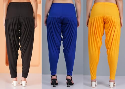 Image of Buy That Trendz Combo Offer (Pack of 3) Cotton Viscose Lycra Dhoti Patiyala Salwar Harem Bottoms Pants for Womens (White, Maroon, Black)