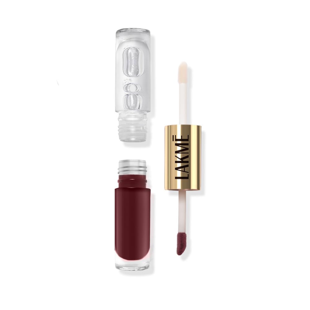 Lakme 9to5 Double Duty Matte to Glass Liquid Lip - Bold In Red 7.6ml