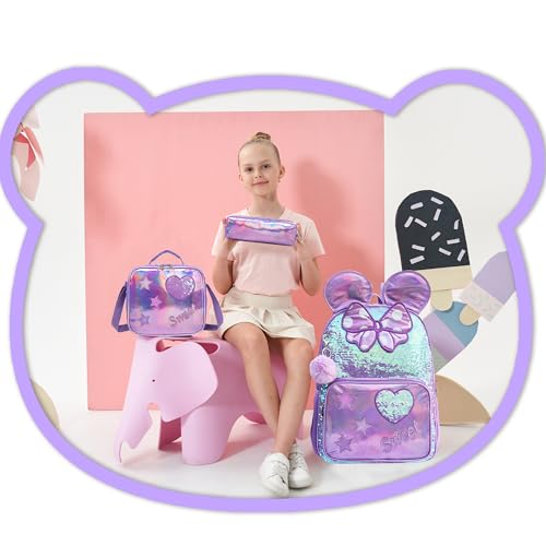 Mochilas Meetbelify para Meninas Mochilas Escolares com Lancheira Estojo para Alunos do Pré-Escolar