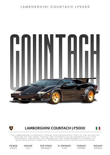 Lamborghini Countach LP5000 Car Wall Art, Super Car,...