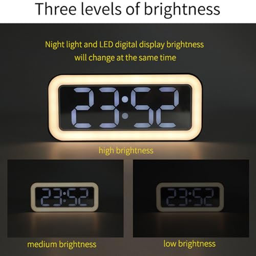 Reloj despertador digital LED multifuncional con indicadores de temperatura y modos nocturnos 4