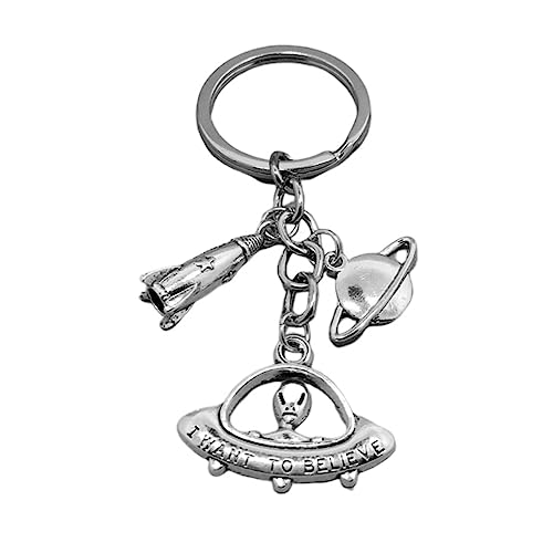 GALPADA Alien Porte-Clés Métal Porte-Clés Métal Porte-Clés Porte-Clés Porte-Clés Vaisseau Spatial Porte-Clés Pendentif Porte-Clés Suspendus Pendentif Porte-Clés Métal Univers