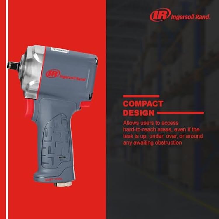 Ingersoll Rand 36QMAX 1/2 Air Impact Wrench, Quiet Technology, Torque Output Up to 640 ft lbs, Ultra Compact, Lightweight 2.4 lbs, Max Control, Gray