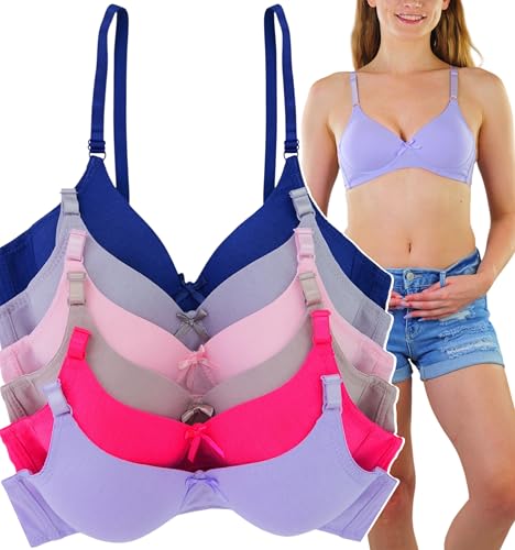 Image of ToBeInStyle Women's Pack of 6 Padded Assorted Styles Supportive Bras Cup Size - A to DDD