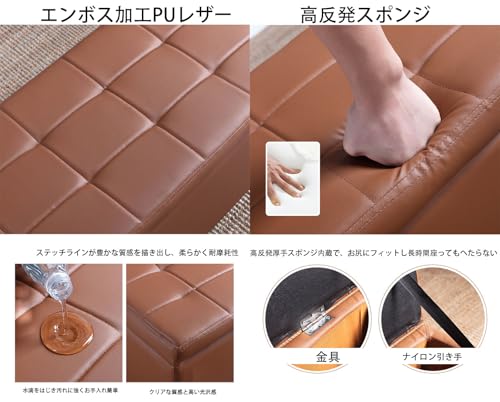 玄関収納ベンチ 2人掛け 大容量ベンチソファー 収納スツールボックス オットマン 足置き台 玄関椅子 スツール おしゃれ 背もたれなし ローチェア クッション付き ふた付き ストレージチェア リビング 更衣室 来客 (ホワイト（リネン）,長さ130×横40×高さ40cm長さ130×横40×高さ40cm) [5]