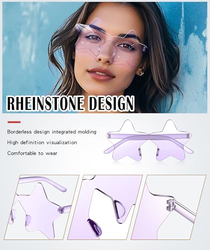 Yivaiks 8 Pack Rhinestones Butterfly Sunglasses Set Charm Crystal Bling Party Bulk Sun Glasses4