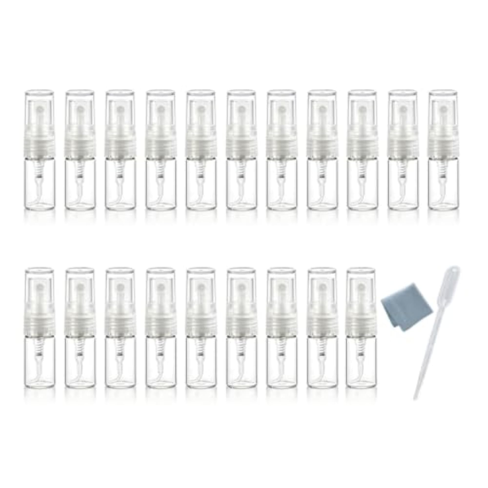 20pcs Mini Clear 2ml Fine Mist Atomizer Vials, Refillable