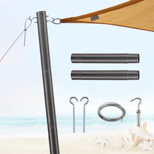 BsBsBest Shade Sail Pole, 9FT Adjustable Shade Sail Pole Kit Heavy Duty Sun Shade