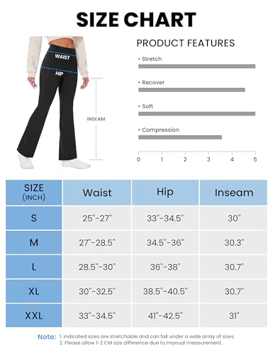 Desol Calça feminina forrada de lã, impermeável, para ioga, térmica, cintura alta, flare com bolsos