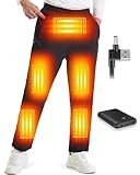 Foiueyga Heated Pants with Battery Pack Included Women & Men Outdoor Softshell Electric Heated Trousers Black