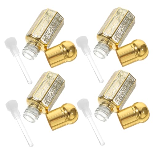 LIFKOME 4pcs Clear Glass Dropper Bottles - Essential Oil Bottles Refill Vials Aromatherapy Perfume Liquid Container With Golden Lid for for Beauty 15 Ml