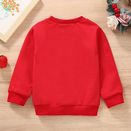 Camiseta de manga comprida para meninas do dia dos namorados com letras e corações estampados pulôve